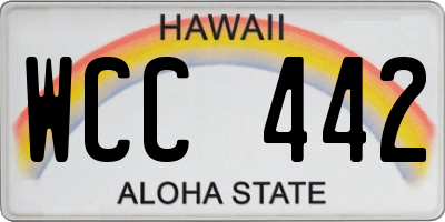 HI license plate WCC442