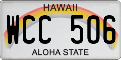 HI license plate WCC506