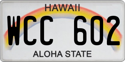 HI license plate WCC602