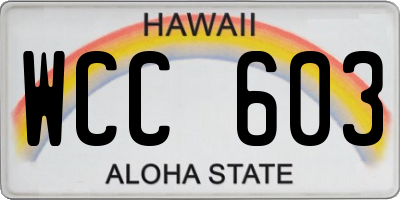 HI license plate WCC603