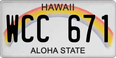 HI license plate WCC671