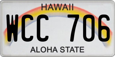 HI license plate WCC706