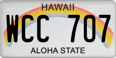 HI license plate WCC707