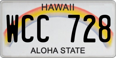HI license plate WCC728