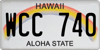 HI license plate WCC740