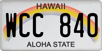 HI license plate WCC840