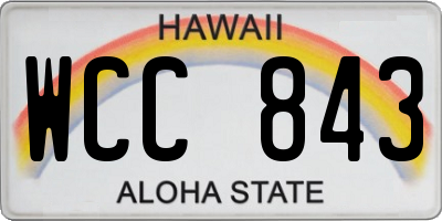 HI license plate WCC843
