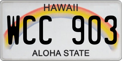 HI license plate WCC903