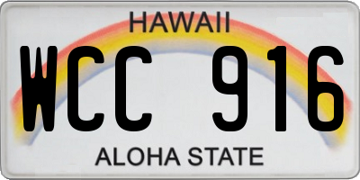 HI license plate WCC916