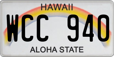HI license plate WCC940