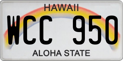 HI license plate WCC950