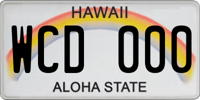 HI license plate WCD000
