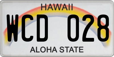 HI license plate WCD028