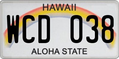 HI license plate WCD038