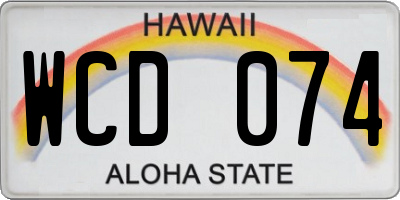 HI license plate WCD074