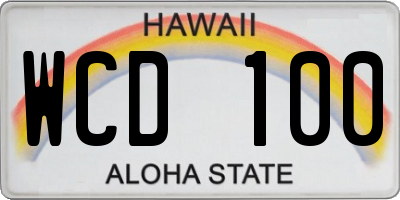 HI license plate WCD100