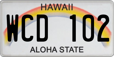 HI license plate WCD102