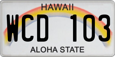 HI license plate WCD103