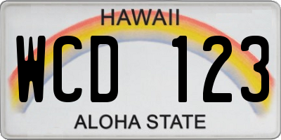 HI license plate WCD123