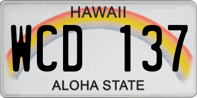 HI license plate WCD137