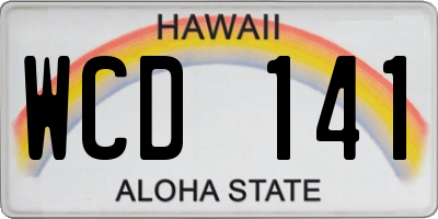 HI license plate WCD141