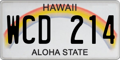 HI license plate WCD214