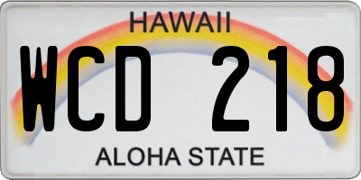 HI license plate WCD218