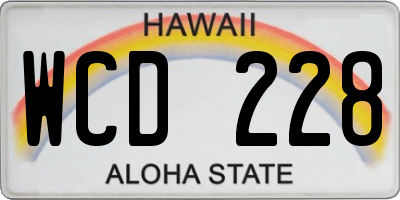 HI license plate WCD228