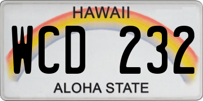 HI license plate WCD232