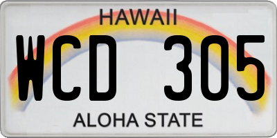 HI license plate WCD305