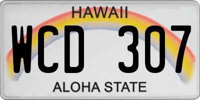 HI license plate WCD307