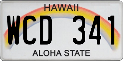 HI license plate WCD341