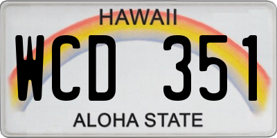 HI license plate WCD351
