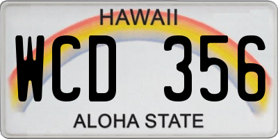 HI license plate WCD356
