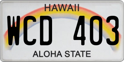 HI license plate WCD403