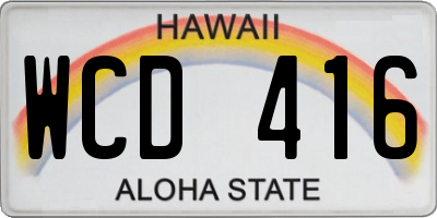 HI license plate WCD416