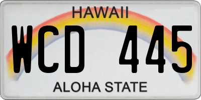 HI license plate WCD445
