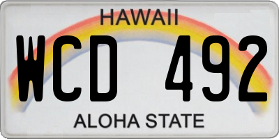 HI license plate WCD492