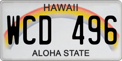 HI license plate WCD496
