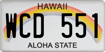 HI license plate WCD551