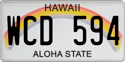 HI license plate WCD594