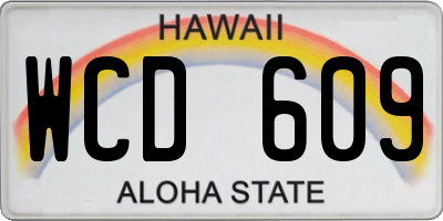 HI license plate WCD609