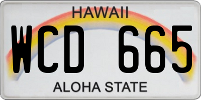 HI license plate WCD665