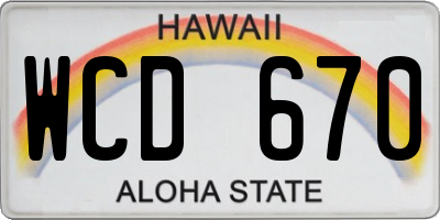 HI license plate WCD670