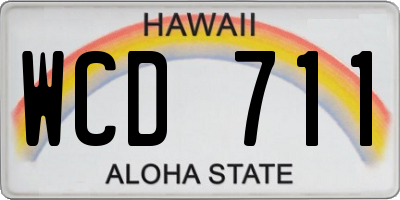 HI license plate WCD711