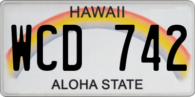 HI license plate WCD742