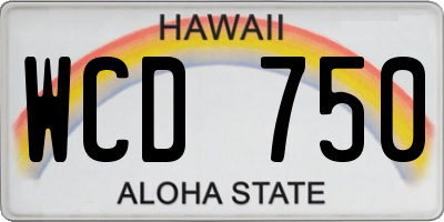 HI license plate WCD750