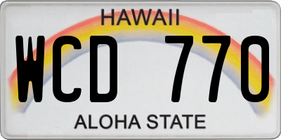 HI license plate WCD770