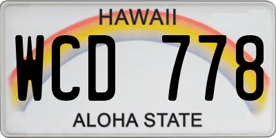 HI license plate WCD778