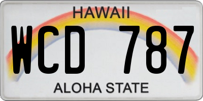 HI license plate WCD787
